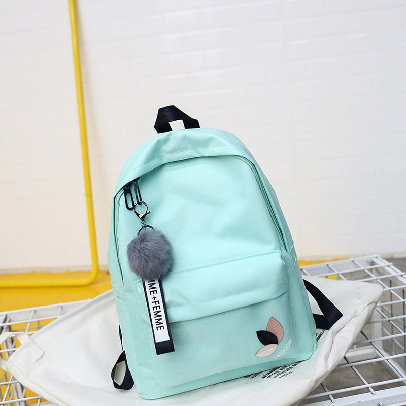 Solid Backpack Girl School Bags