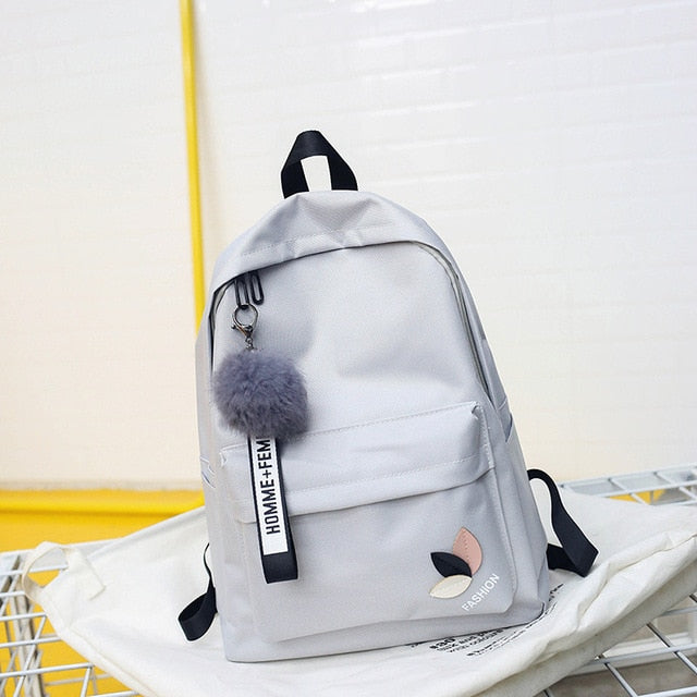 Solid Backpack Girl School Bags