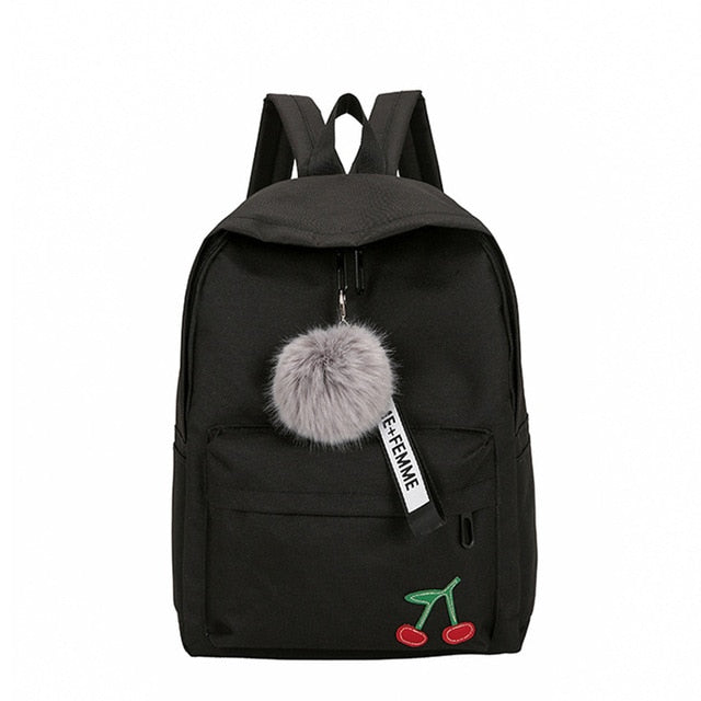 Solid Backpack Girl School Bags