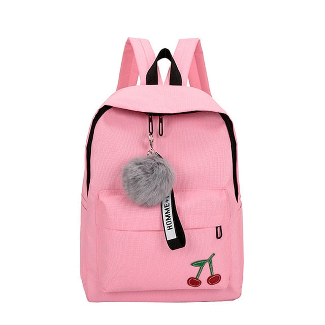 Solid Backpack Girl School Bags