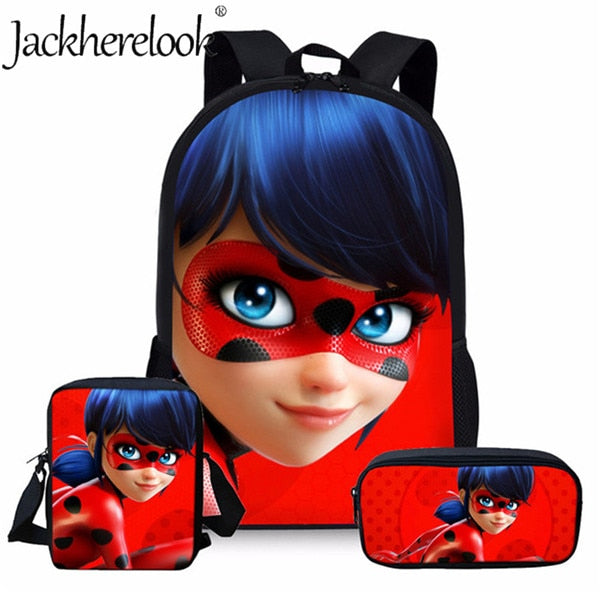 Jackherelook Girls School Bags Cartoon Ladybug Backpack
