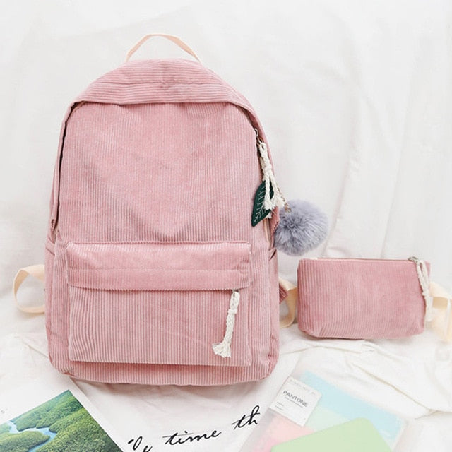 Corduroy Design School Backpack High Quality School Bags