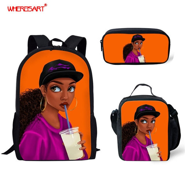 WHEREISART 3Pcs/set Portfolio School Backpacks