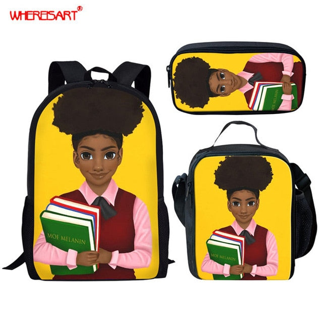 WHEREISART 3Pcs/set Portfolio School Backpacks