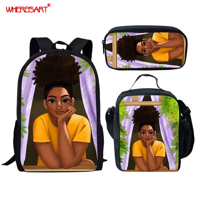 WHEREISART 3Pcs/set Portfolio School Backpacks
