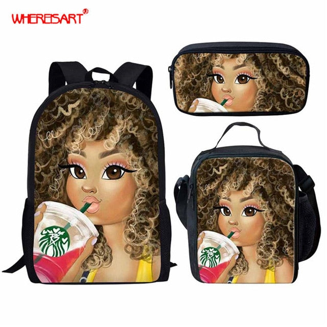 WHEREISART 3Pcs/set Portfolio School Backpacks