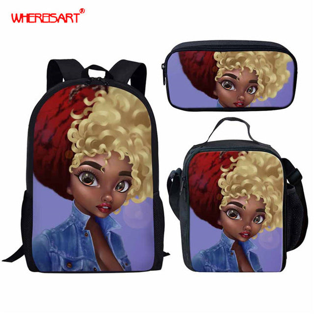 WHEREISART 3Pcs/set Portfolio School Backpacks