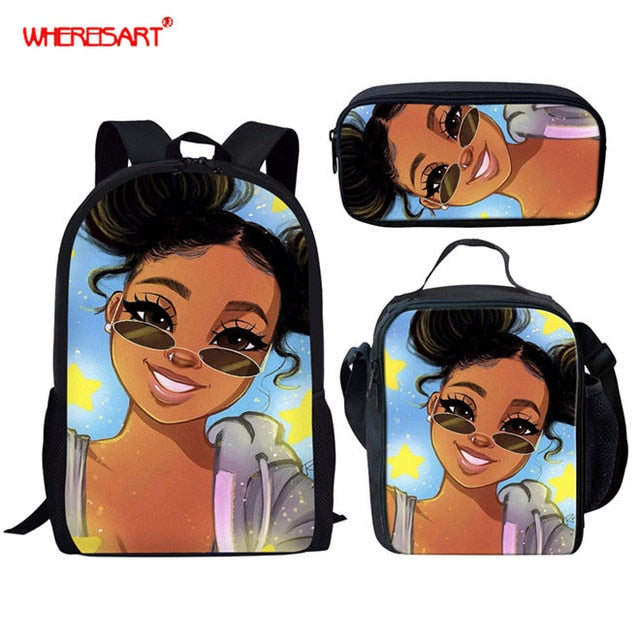 WHEREISART 3Pcs/set Portfolio School Backpacks