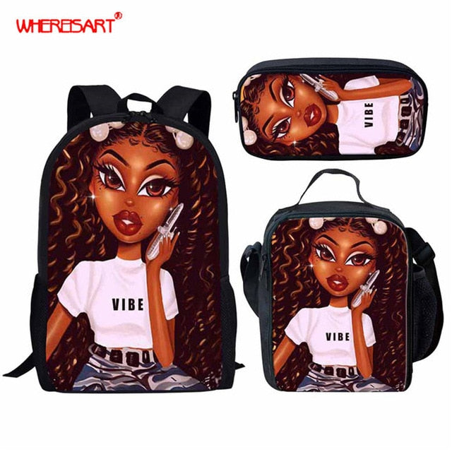 WHEREISART 3Pcs/set Portfolio School Backpacks