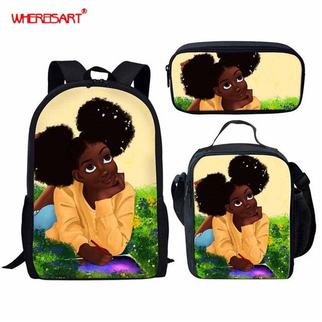 WHEREISART 3Pcs/set Portfolio School Backpacks