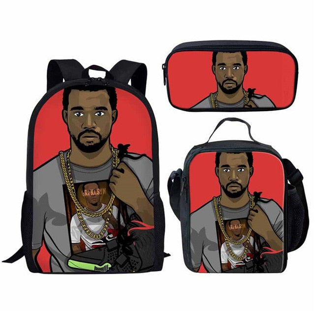 WHEREISART 3Pcs/set Portfolio School Backpacks