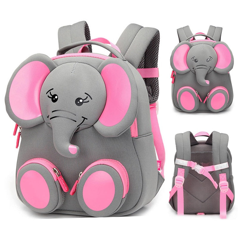 3D Elephant Design Backpack Children School Bags