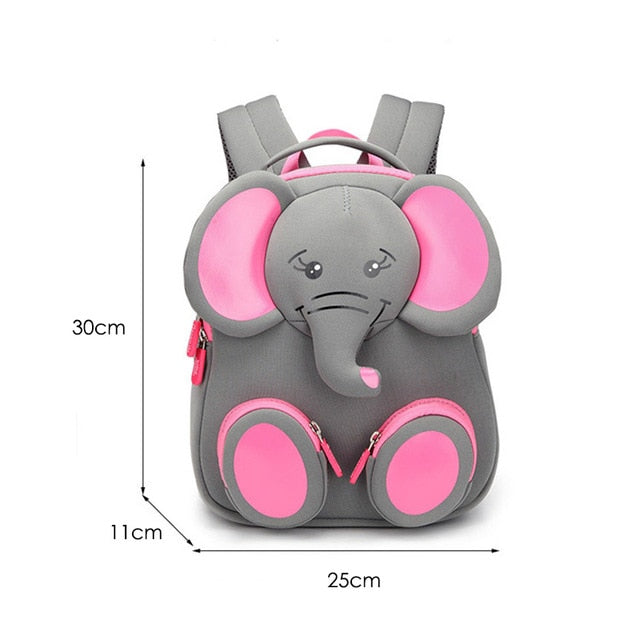3D Elephant Design Backpack Children School Bags