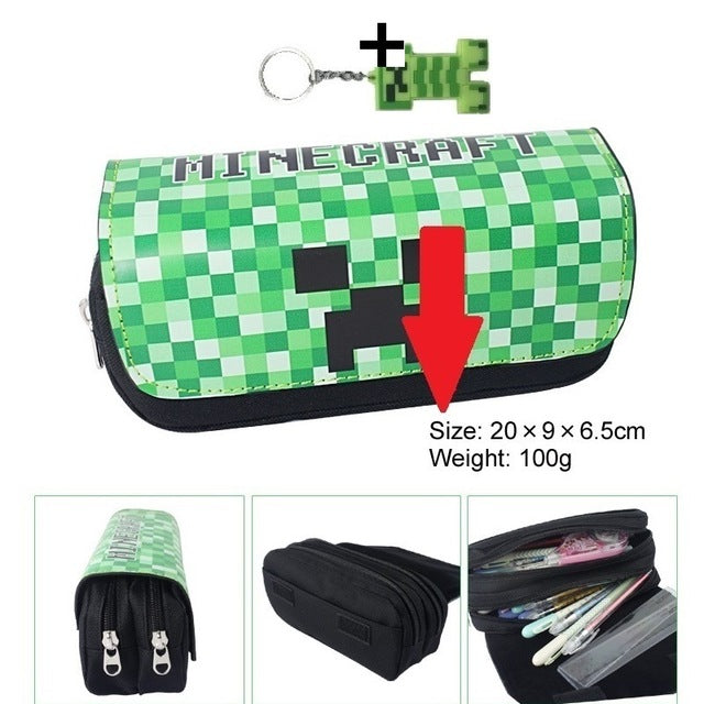Children's Minecraft Backpack Green cartoon kid's School Bag